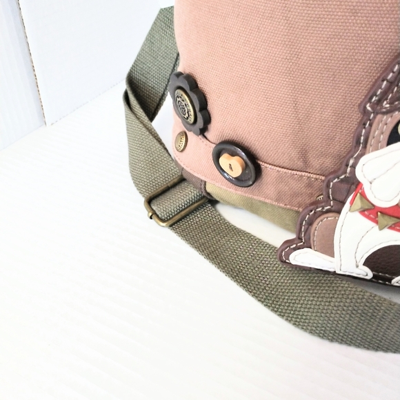 Chala Patch Women's Canvas Crossbody Messenger Bag With Cute Dog Keychain Mauve - Picture 4 of 10